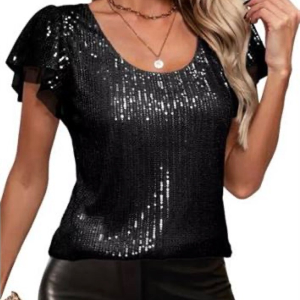 Black Sequin Women's Top